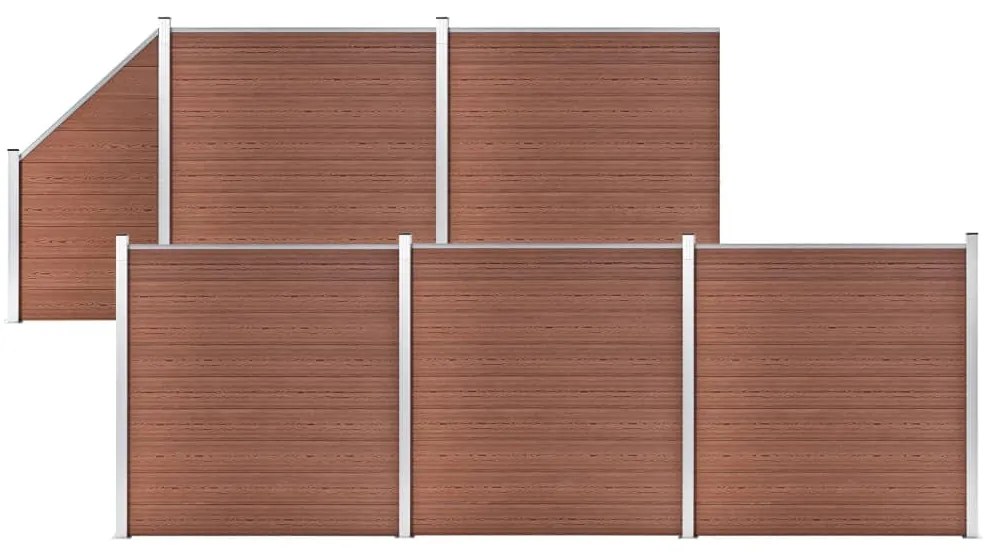 vidaXL Πάνελ Περίφραξης 5 Τετράγωνα + 1 Κεκλιμένο Καφέ 965x186 εκ. WPC