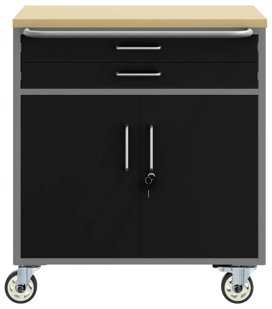 vidaXL Εργαστήριο με συρτάρι Μαύρο και γκρι 75 x 45 x 85 εκ.