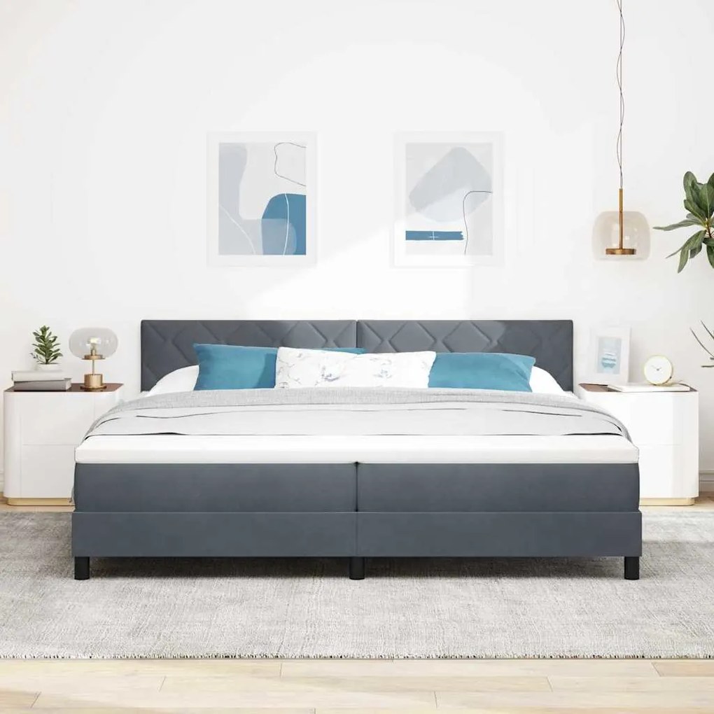 vidaXL Κρεβάτι με ελατήρια Σκούρο γκρι 200 x 200 cm Βελούδο