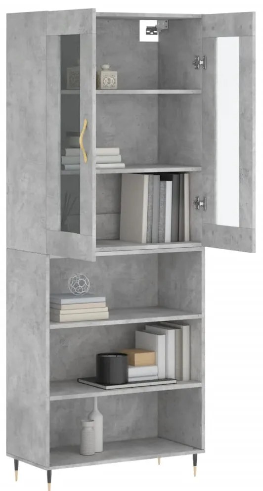 vidaXL Ντουλάπι Γκρι Σκυροδέματος 69,5x34x180 εκ. Επεξεργασμένο Ξύλο