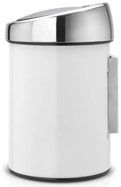 Brabantia Touch Bin 647216, 3 L, Ομαλό και αθόρυβο άνοιγμα, Επίτοιχη τοποθέτηση, Λευκό