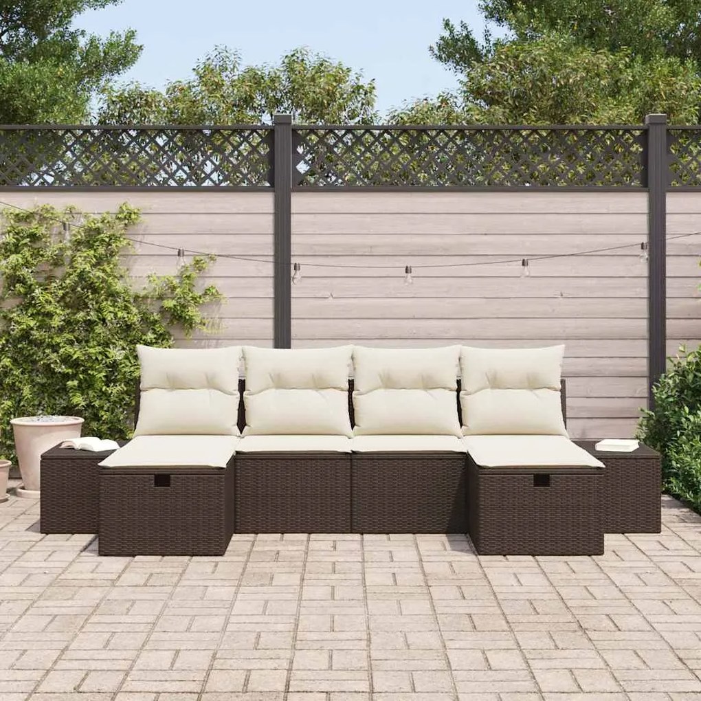 vidaXL Σετ Καναπέ Κήπου 6 pcs Καφέ 55 x 62 x 69 εκ Πολυ ράταν