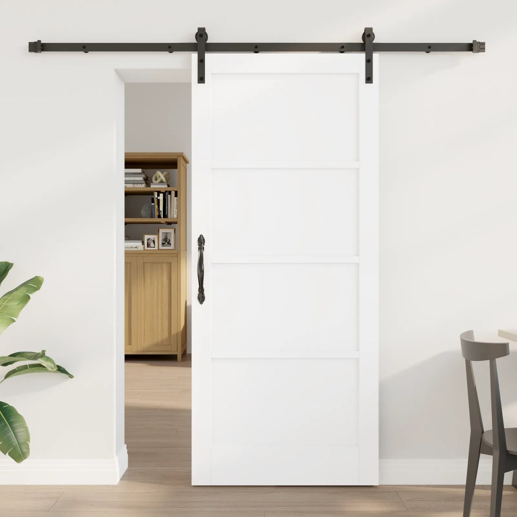 vidaXL Διαθέσιμη πόρτα με σετ υλικών λευκή 86x198.5 cm solid ξύλο πεύκου