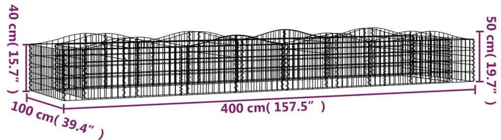 vidaXL Συρματοκιβώτιο Τοξωτό 400x100x50 εκ. από Γαλβανισμένο Σίδερο