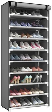 HOME USE υφασμάτινη παπουτσοθήκη HUH-0182 με 9 ράφια, 57x28x160cm, γκρι