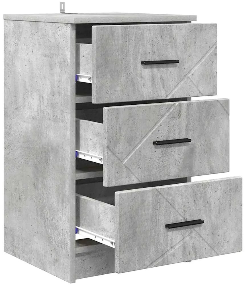 vidaXL Κομοδίνο Γκρι σκυροδέματος 38 x 38 x 66 εκ Επεξεργασμένο ξύλο