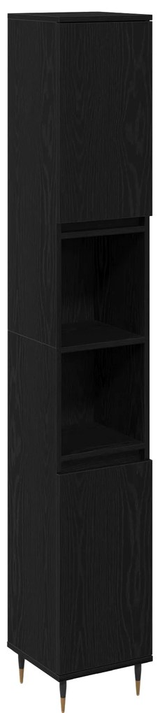 vidaXL Ντουλάπα Μπάνιου Μαύρη Δρυς 30x30x190 εκ Μηχανουργείο Ξύλου