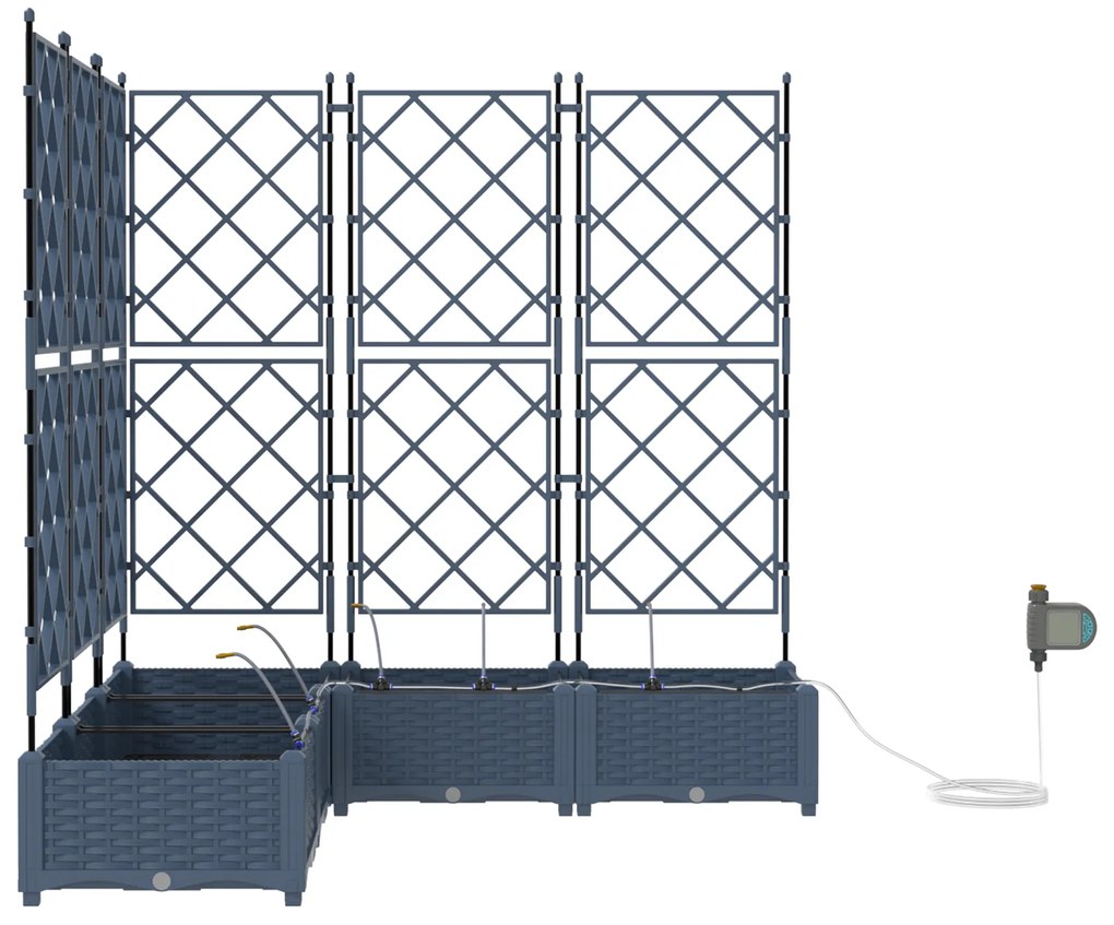 vidaXL Γλάστρες Κήπου 1 τεμ Καφασωτό Γκρι 120 x 120 x 126 cm Πλαστικό
