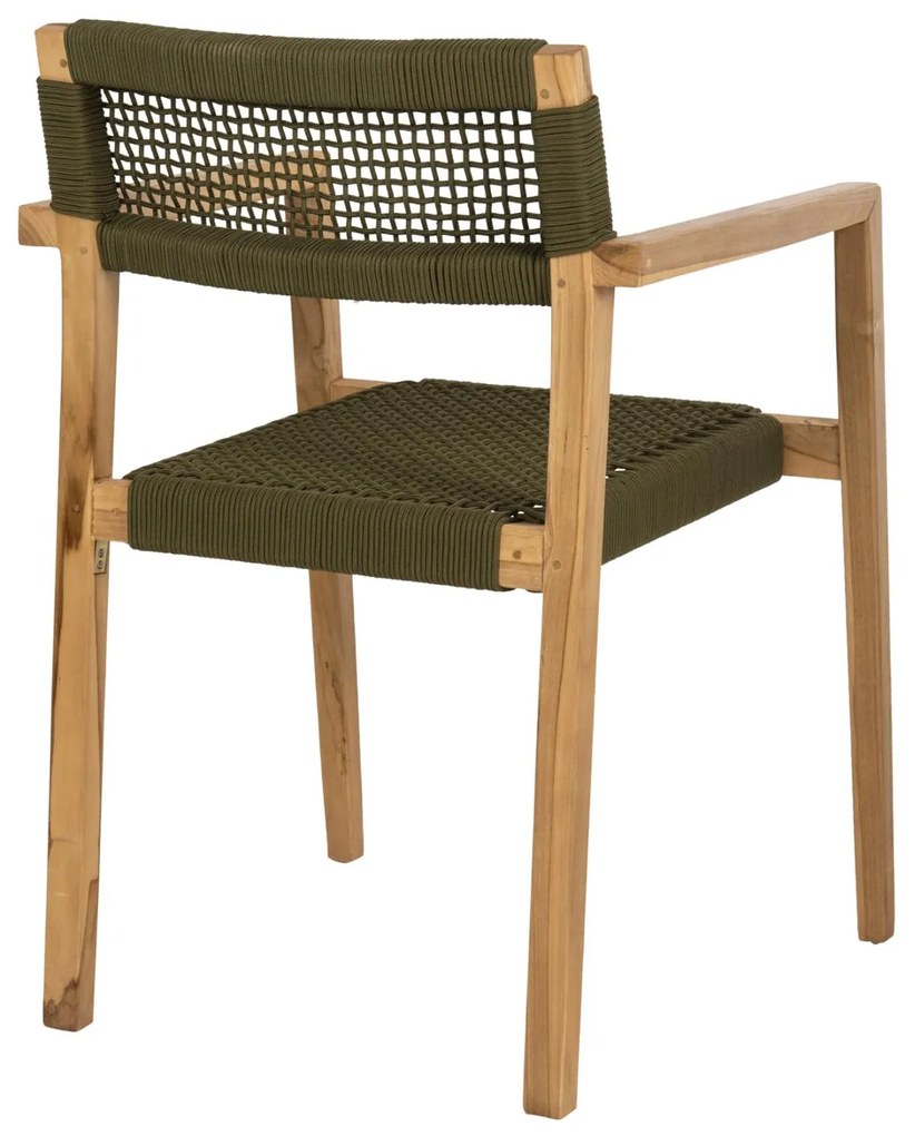 Πολυθρόνα CHARLOTTE Ξύλο Teak Φυσικό και Πράσινο Σχοινί 59x54x83Yεκ. 59x54x83 εκ.