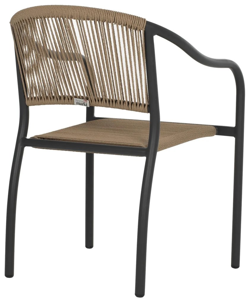 Καρέκλα - Πολυθρόνα C5856.02 Ανθρακί Αλουμινίου με Μπέζ Wicker Σχοινί 57x63x80 εκ. 57x63x80 εκ.