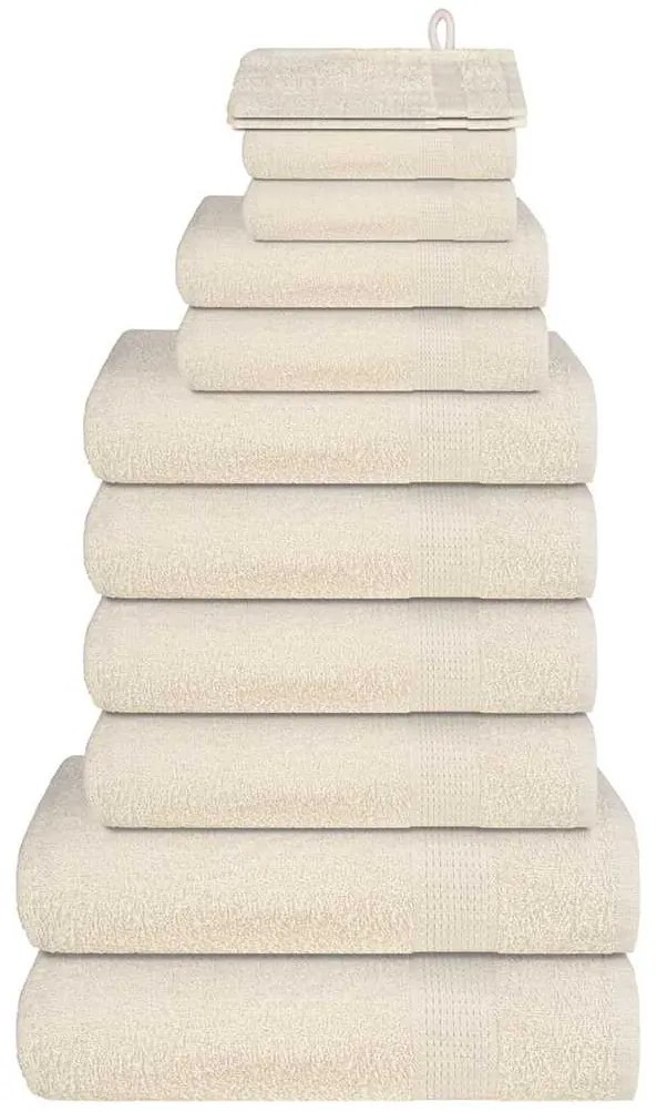 vidaXL Πετσέτες Σετ 12 τεμαχίων Κρεμ 360 γρ/μ² 100% βαμβάκι