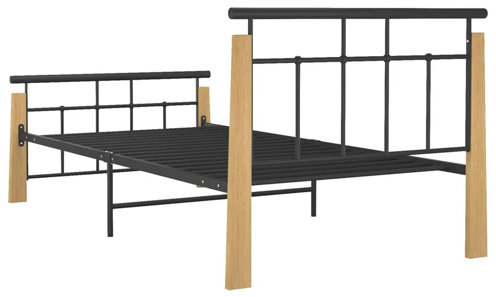 vidaXL Πλαίσιο Κρεβατιού 90 x 200 εκ. Μέταλλο &amp; Μασίφ Ξύλο Δρυός
