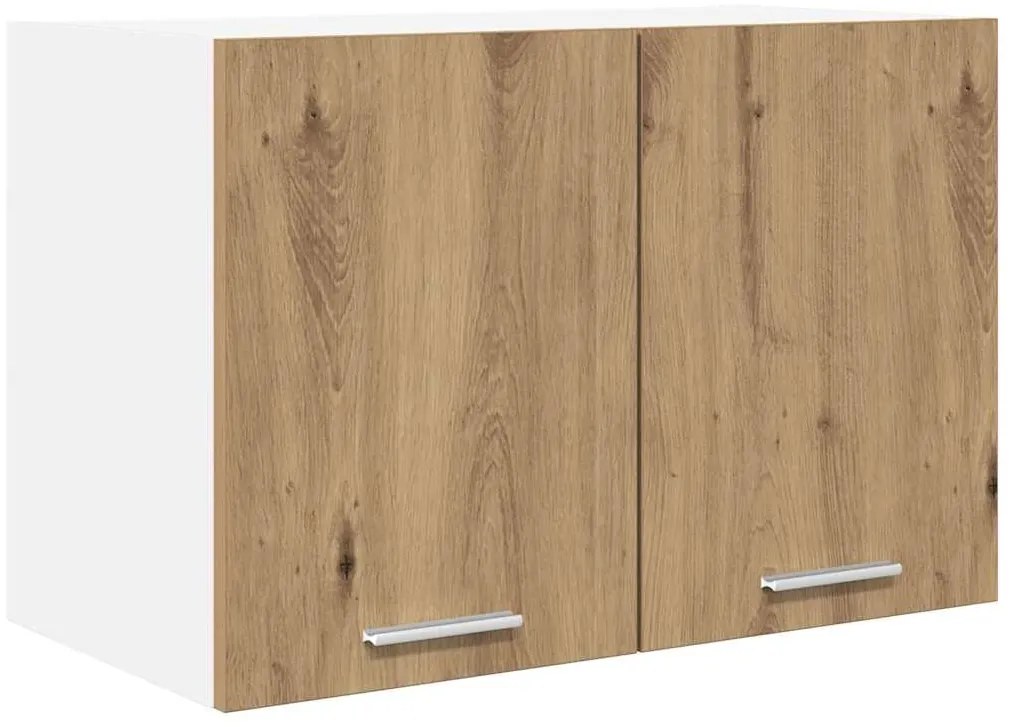 vidaXL Κρεμαστό ντουλάπι με πόρτα 2 pcs Χειροποίητη Δρυς και Λευκό