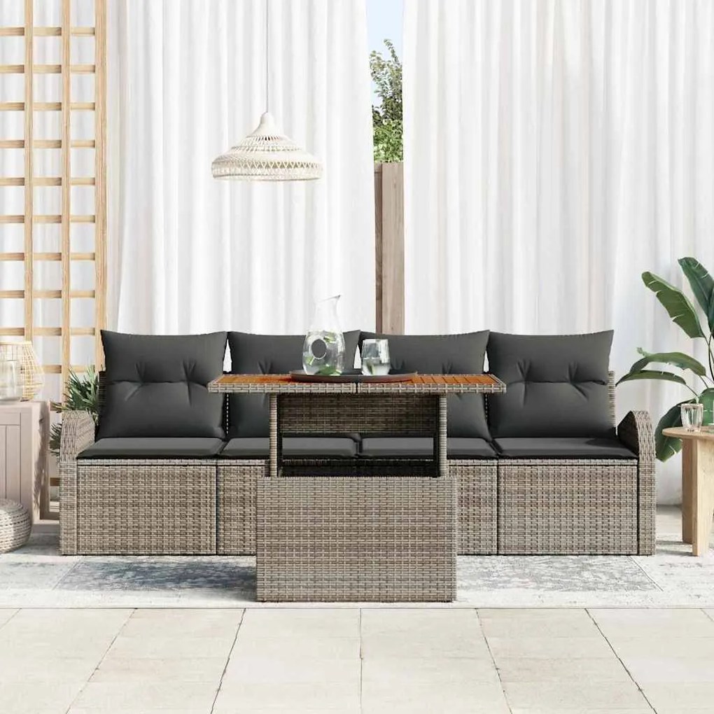 vidaXL Σετ Καναπέ Κήπου με μαξιλάρι 5 pcs Γκρι 100 x 55 x 73 εκ