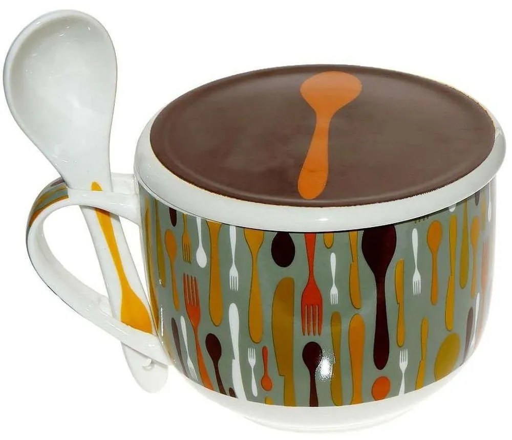 Κούπα Για Δημητριακά Κουτάλι TAB0014 Brown Espiel Porcelain