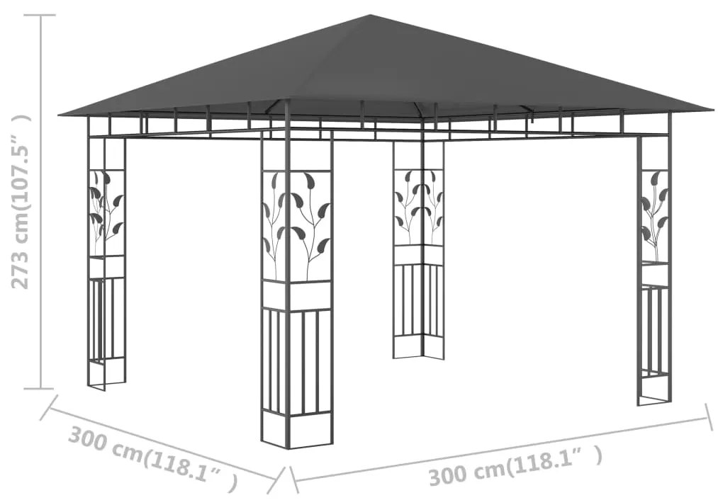 vidaXL Κιόσκι με Αντικουνουπικό Δίχτυ Ανθρακί 3x3x2,73 μ. 180 γρ./μ²