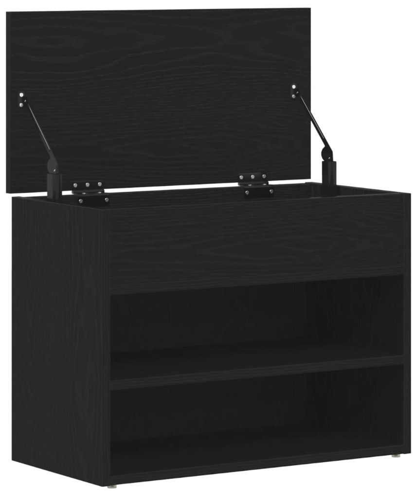 vidaXL Παγκάκι Χαλού Μαύρο Οξιά 60x30x45 εκ. Επεξεργασμένο Ξύλο