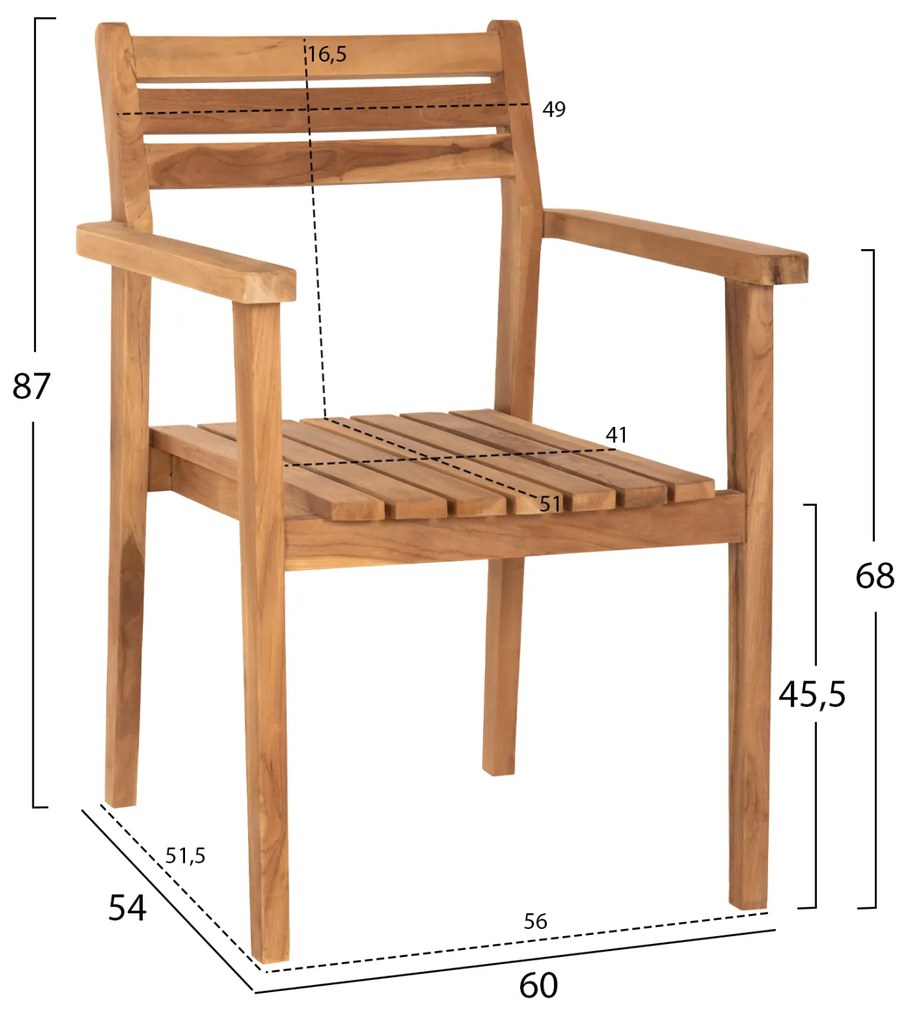 ΠΟΛΥΘΡΟΝΑ ERIETTA ΞΥΛΟ TEAK ΣΤΟΙΒΑΖΟΜΕΝΗ HM9534 ΣΕ ΦΥΣΙΚΟ ΧΡΩΜΑ 60x54x87Y εκ. (1 Τεμμάχια)