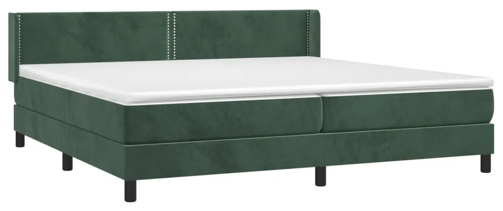 vidaXL Κρεβάτι Boxspring με Στρώμα Σκούρο Πράσινο 200x200εκ. Βελούδινο