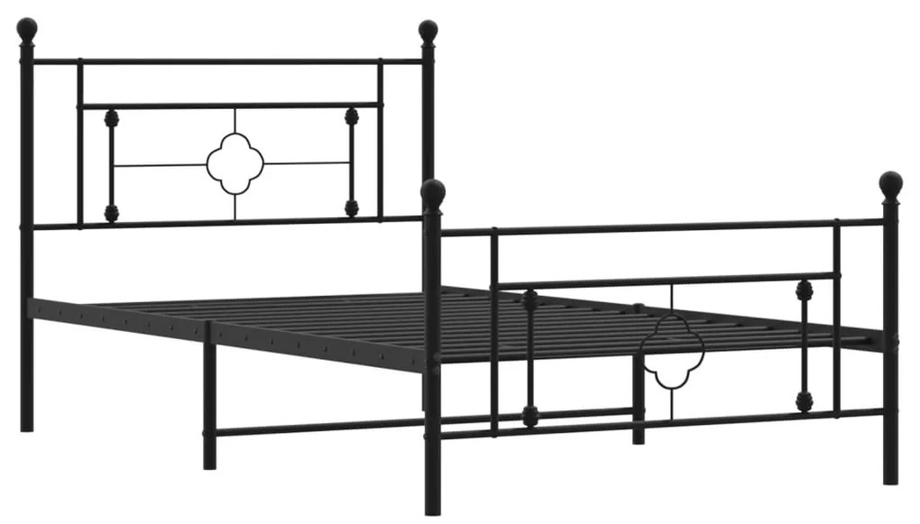 Πλαίσιο Κρεβατιού με Κεφαλάρι&amp;Ποδαρικό Μαύρο 107x20 εκ. Μέταλλο - Μαύρο