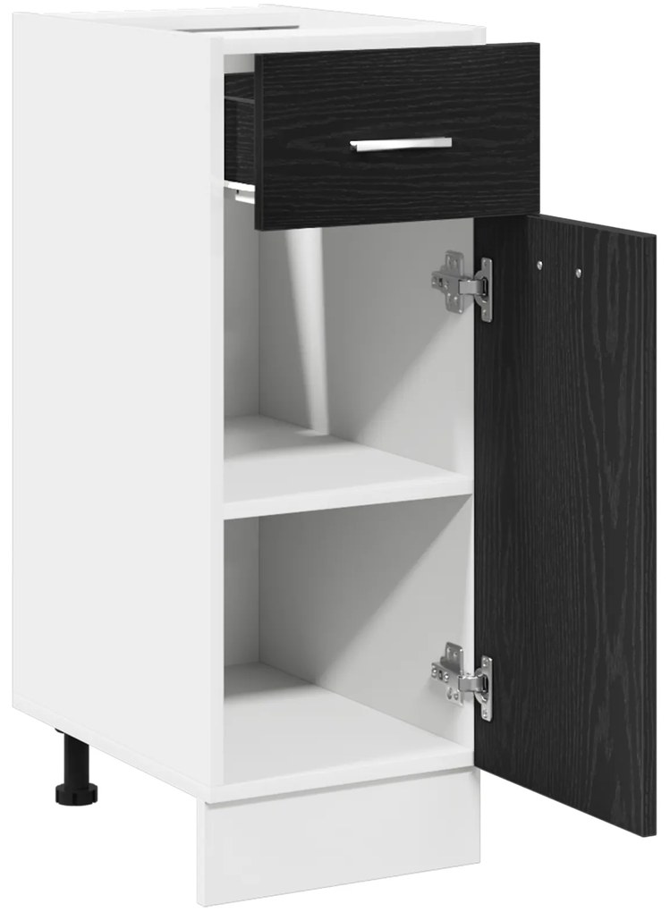 vidaXL Μαύρο Δρύινο Κάτω Ντουλάπι με Συρτάρι - 30x46x81.5 εκ, Φτιαγμένο από Επεξεργασμένο Ξύλο