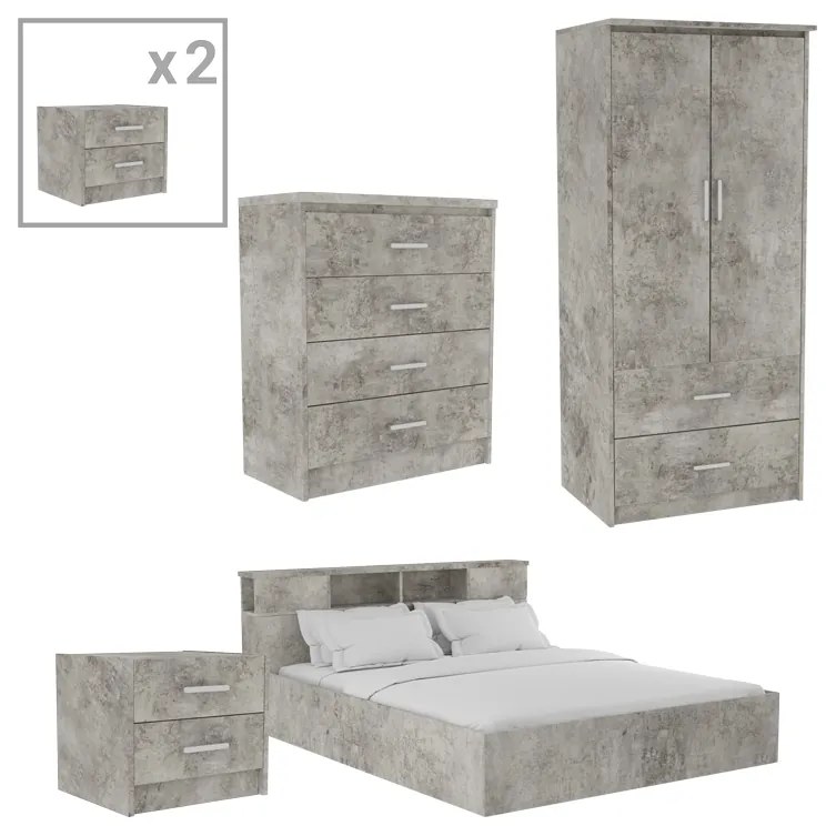 Φοιτητικό πακέτο επίπλων υπνοδωματίου OLYMPUS B σετ 5τεμ σε antique ανθρακί απόχρωση