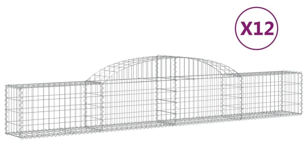 Συρματοκιβώτια Τοξωτά 12 τεμ. 300x30x40/60 εκ. Γαλβαν. Ατσάλι - Ασήμι