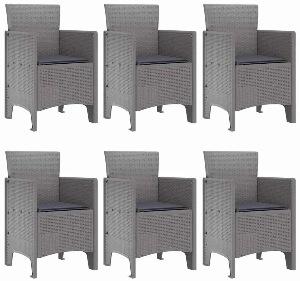 vidaXL Σέτ φαγητού για κήπο 7 pcs Ανοιχτό γκρι Rattan Polt
