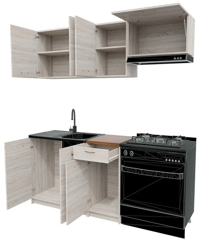 Σετ κουζίνας Trenton 101, 180x60cm, Πάγκος, Πλαστικοποιημένη μοριοσανίδα