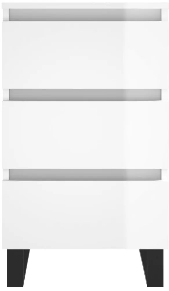 vidaXL Κομοδίνα 2 τεμ. Γυαλ. Λευκό 40x35x69 εκ. Επεξεργασμένο Ξύλο