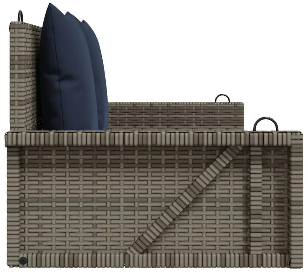vidaXL Παγκάκι Κούνιας με Μαξιλάρια Γκρι 119 x 56 x 48 εκ. από Συνθετικό Ρατάν
