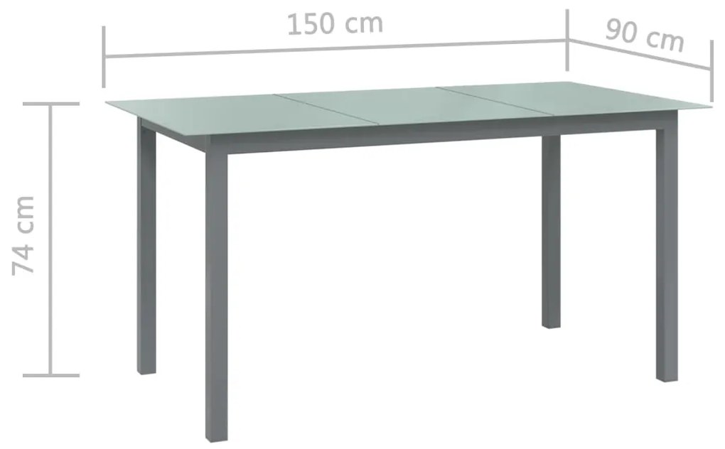 ΤΡΑΠΕΖΙ ΚΗΠΟΥ ΑΝΟΙΧΤΟ ΓΚΡΙ 150X90X74 ΕΚ. ΑΠΟ ΑΛΟΥΜΙΝΙΟ / ΓΥΑΛΙ 312204