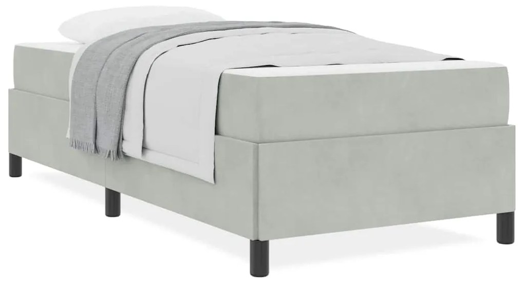 vidaXL Σκελετός Κρεβατιού με στρώμα Ανοιχτό γκρι 90 x 190 cm ύφασμα