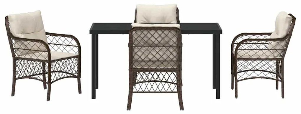 vidaXL Σέτ φαγητού για κήπο με μαξιλάρι 5 pcs Καφέ συνθετικό ρατάν
