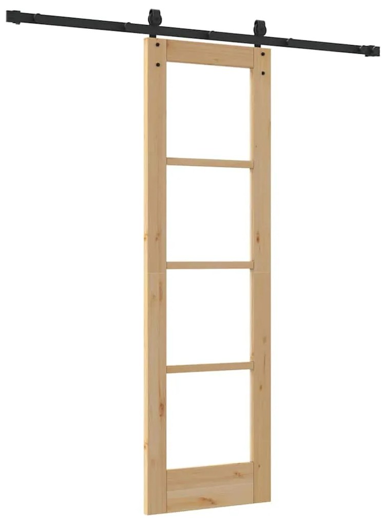 vidaXL Ολισθητή Πόρτα Καφέ 61 x 198.5 εκ. Ξύλο και μέταλλο