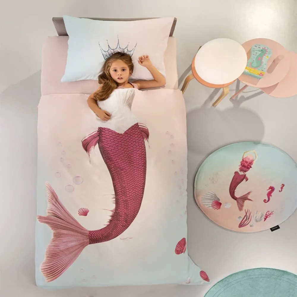 Παπλωματοθήκη Παιδική Βαμβακερή Mermaid (Σετ 2τμχ) Multi Saint Clair Μονό 160x225cm 100% Cotton