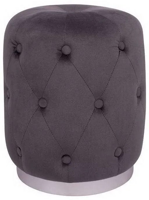 Σκαμπό Κυλινδρικό Torrie HM8405.01 Φ37x46cm Με Ασημί Βάση Βελούδινο Grey Velvet