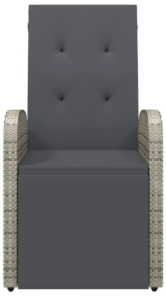 vidaXL Πολυθρόνα Κήπου Ανακλινόμενη Γκρι Συνθετικό Ρατάν με Μαξιλάρι