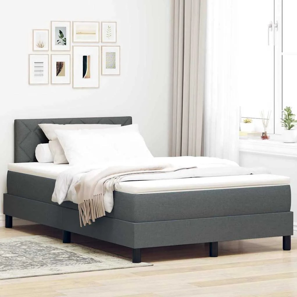 vidaXL Κρεβάτι box spring με στρώμα Σκούρο γκρι 120 x 200 cm ύφασμα