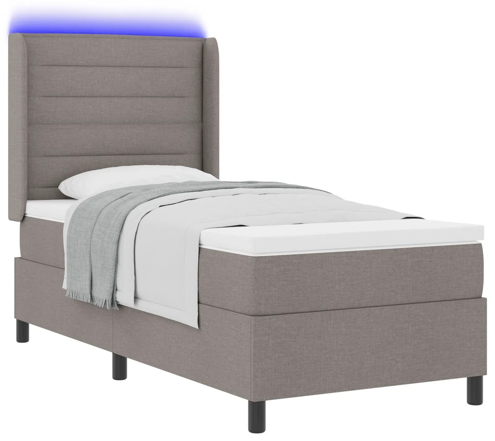 vidaXL Κρεβάτι με Στρώμα & LED Ταπέτο 80x200 εκ Υφασμάτινο