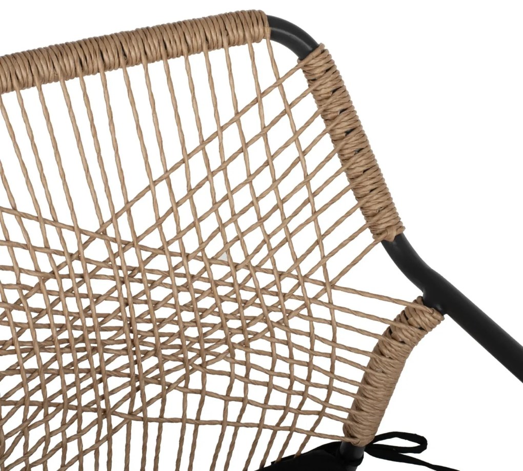Καρέκλα - Πολυθρόνα TROTTER C5865.11 Γκρί Αλουμινίου με Μπέζ Wicker και Μαύρο Μαξιλάρι 55x61x84 εκ.