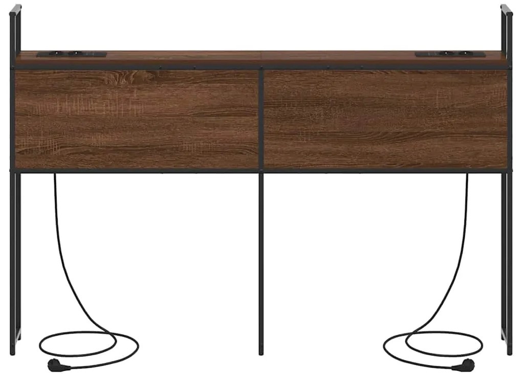 vidaXL Κεφαλάρι Αποθήκης με Σταθμό Φόρτισης με ράφι Καφέ δρυς 160 cm