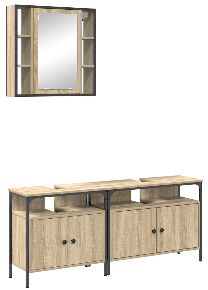 vidaXL Σετ Ντουλαπιών Μπάνιου 3 pcs Sonoma Δρυς 80 x 30 x 60 cm