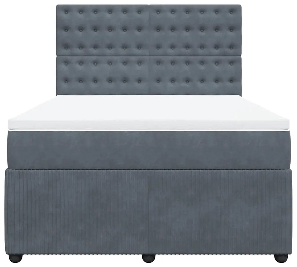 vidaXL Κρεβάτι Boxspring με Στρώμα Σκούρο Γκρι 140x190 εκ. Βελούδινο