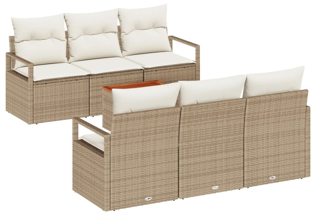 vidaXL Μπεζ Σετ Σαλονιού Κήπου 7 pcs Beige, λευκό Μεσαίο