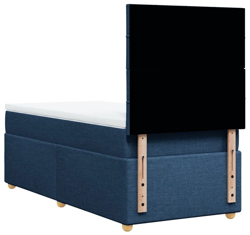 vidaXL Κρεβάτι Boxspring με Στρώμα Μπλε 100 x 200 εκ. Υφασμάτινο