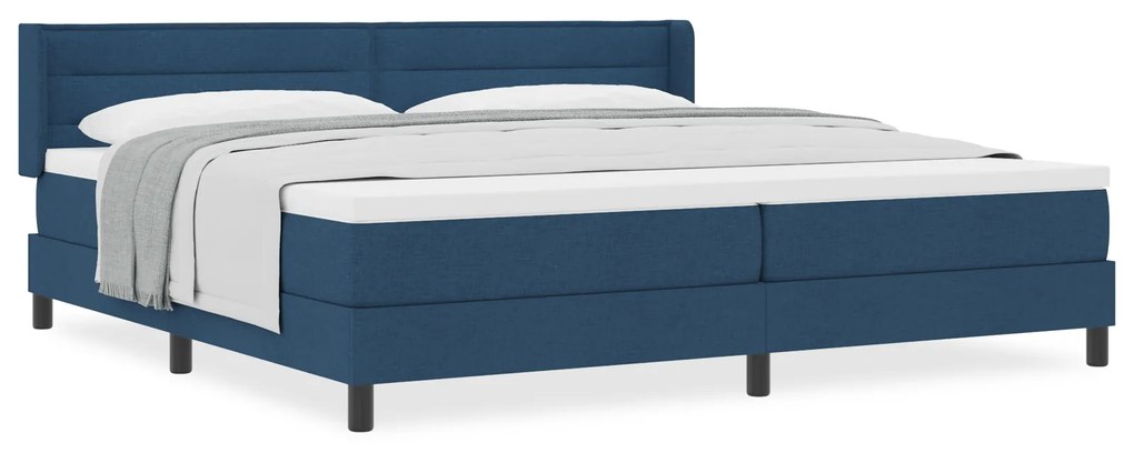 vidaXL Κρεβάτι Box Spring με Στρώμα σε Μπλε, 200x200 εκ - Υφασμάτινο