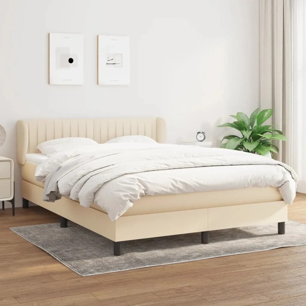 ΚΡΕΒΑΤΙ BOXSPRING ΜΕ ΣΤΡΩΜΑ ΚΡΕΜ 140X200 ΕΚ. ΥΦΑΣΜΑΤΙΝΟ 3126410