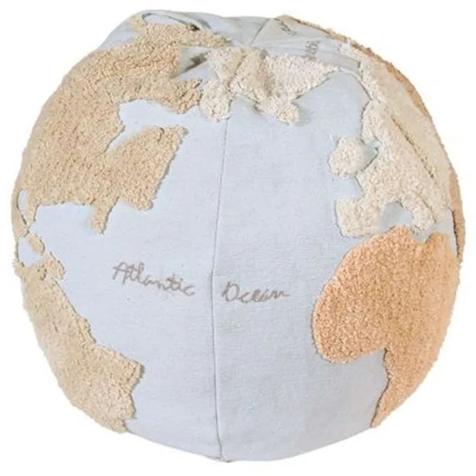 Πουφ Παγκόσμιος Χάρτης LOR-P-WMAP Beige-Light Blue 45Χ50Cm Lorena Canals Βαμβάκι-Μικροφίμπρα