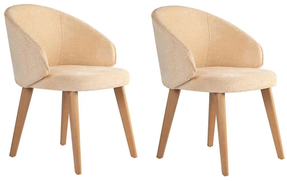 Καρέκλα Bentley (Σετ 2Τμχ) 566WYL1103 48x58x86cm Beige-Oak Ξύλο,Ύφασμα